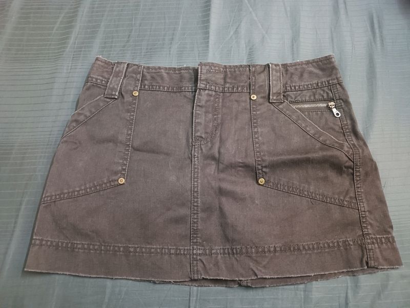 Brown Denim Short Skirt