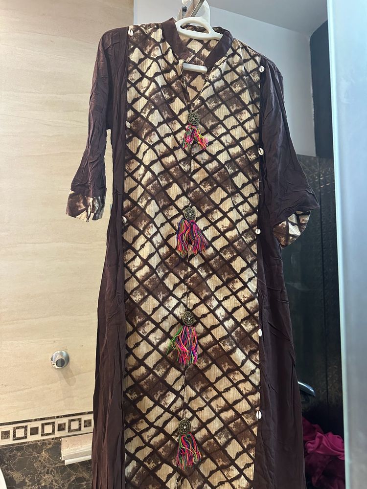 Brown Long Kurta, One Piece Style