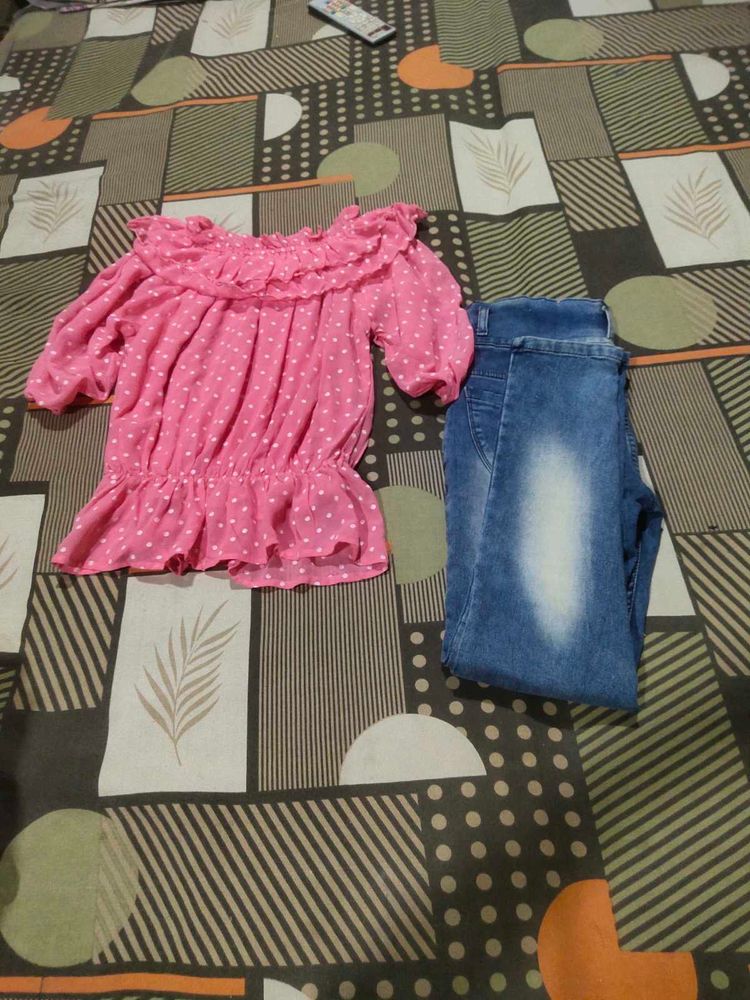 Combo Of Girls Top And Jeans Pants