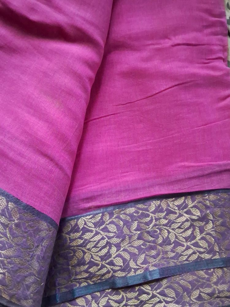 Pure Pink Bengal Cotton Saree