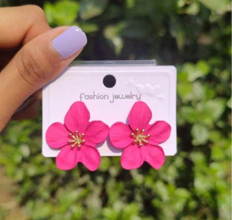 Studs Pink flower Earrings