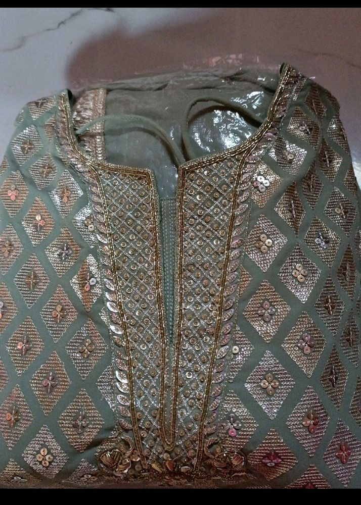 sharara dress pista green