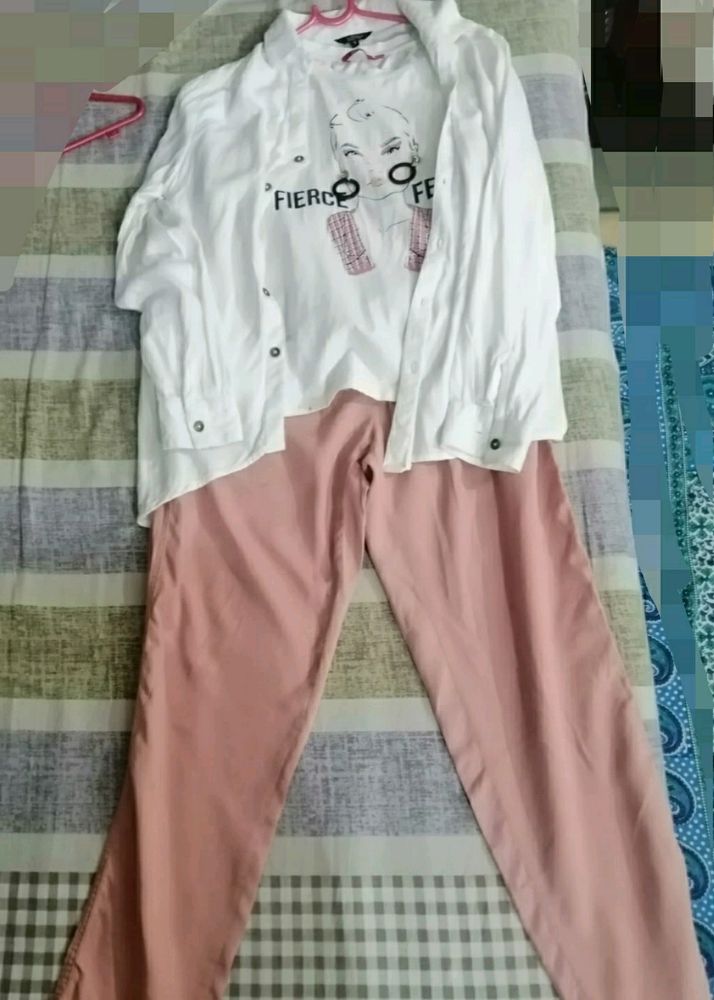 Co-ord Set White And Pink