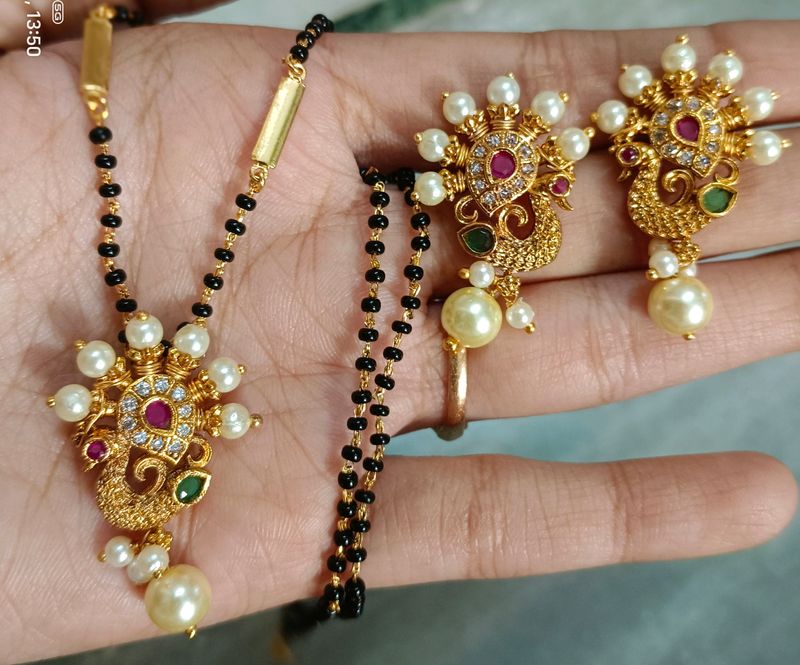 Very New Peacock Mangalsutra Set