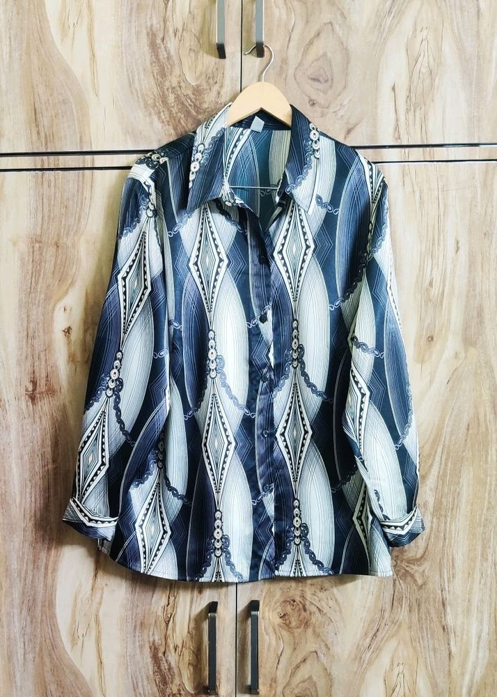 Grey Printed Shirt Size-48