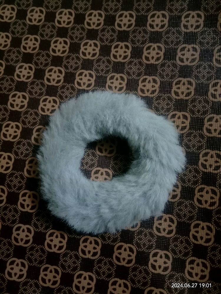 Trending Grey Furry Scrunchie