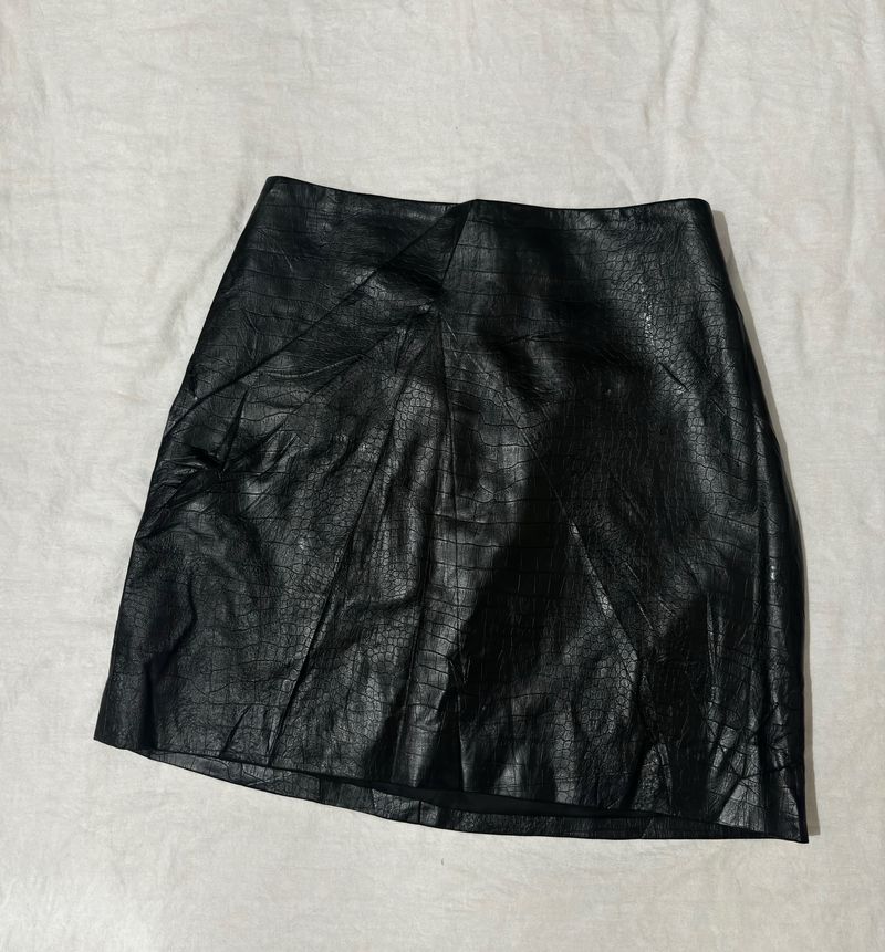 H&m Black Leather Skirt