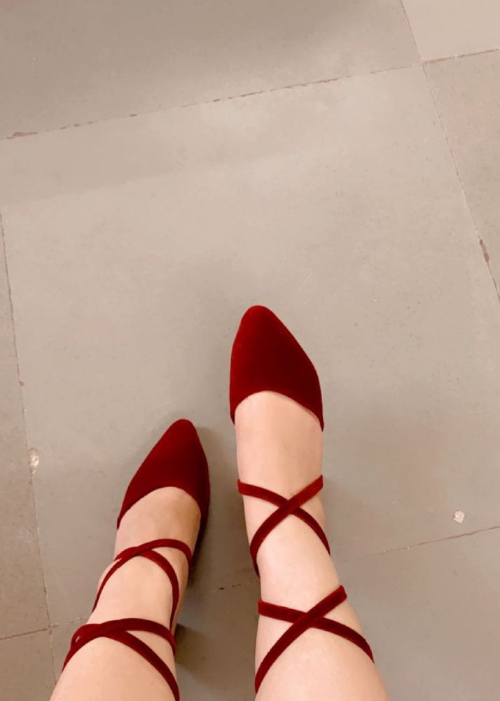 Velvet Red Maroonish Heels