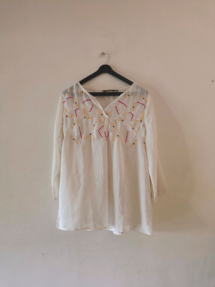 Embroidered Chiffon Top