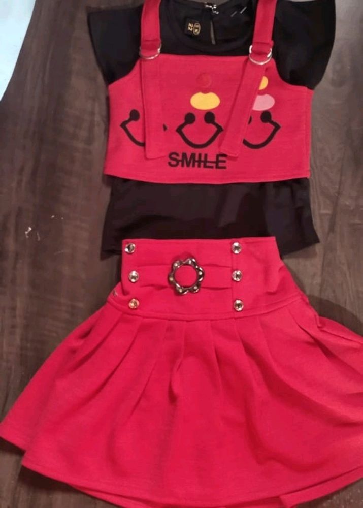 Unused Brand New Skirt Top Red And Black