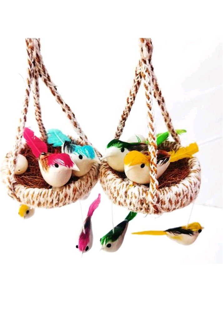 Set of 2 Handmade Jute Hanging Birds Nests