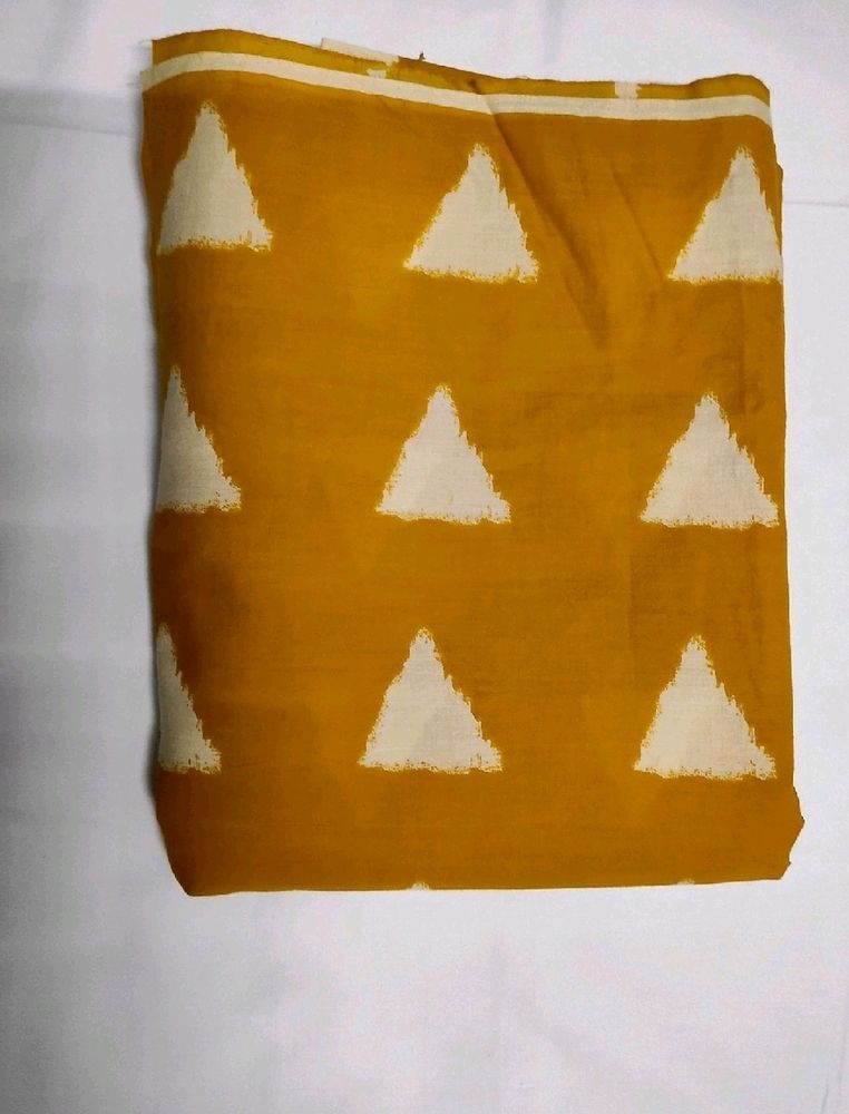 Cambric Cotton Mustard/Cream Triangle Print Fabric