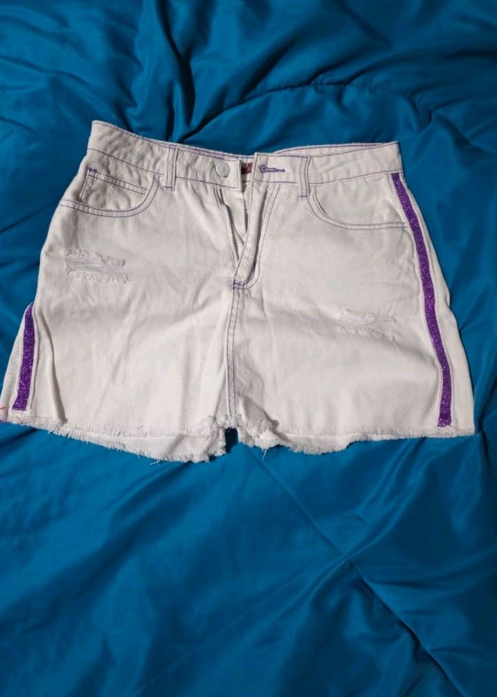 White Denim Short