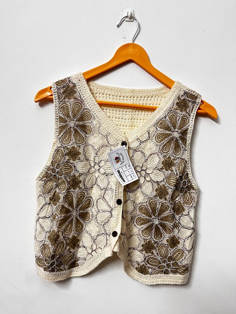 Crochet Beige Vest