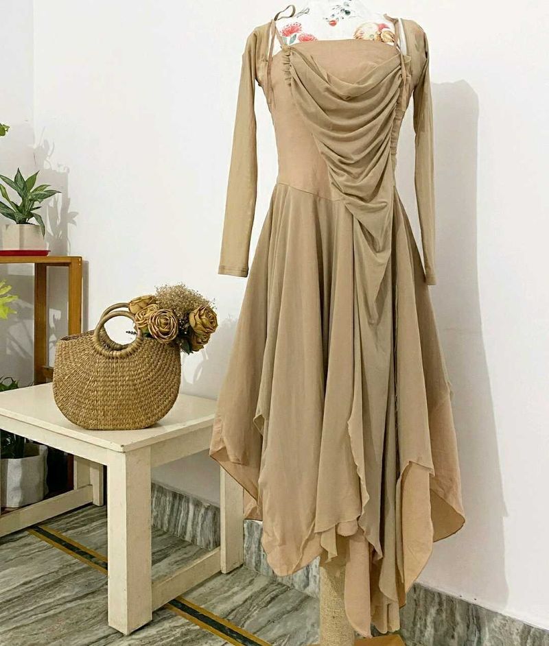 Beige Asymmetrical dress