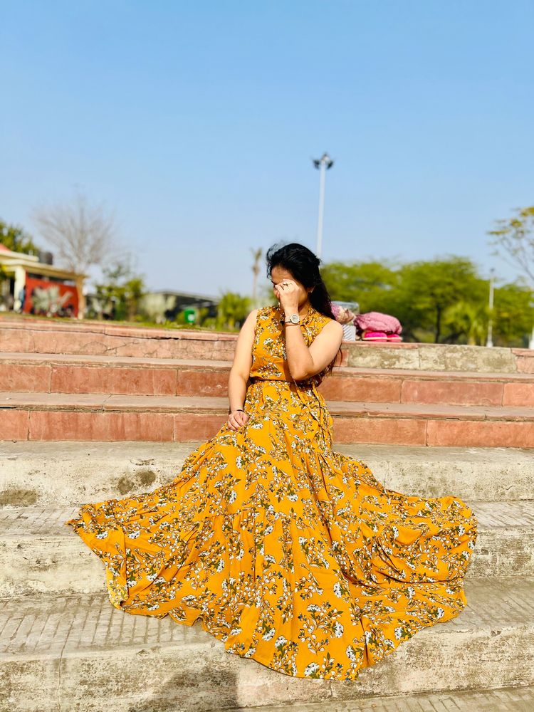 Mustard Yellow Full Flared Dress