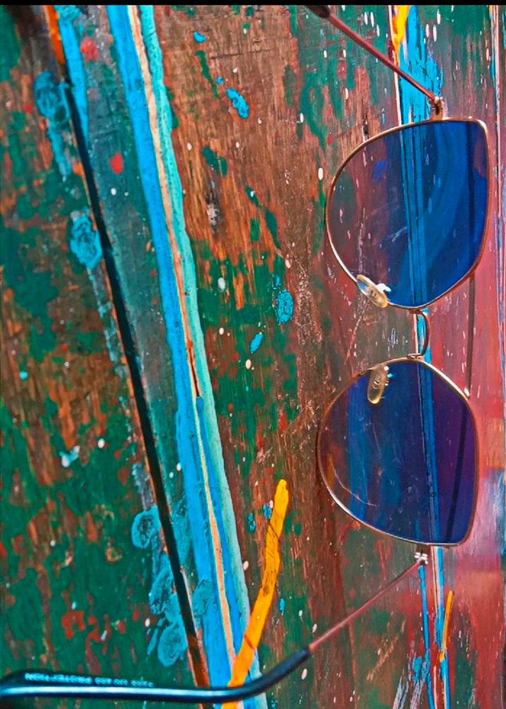 Golden Rimmed Blue Sunglasses