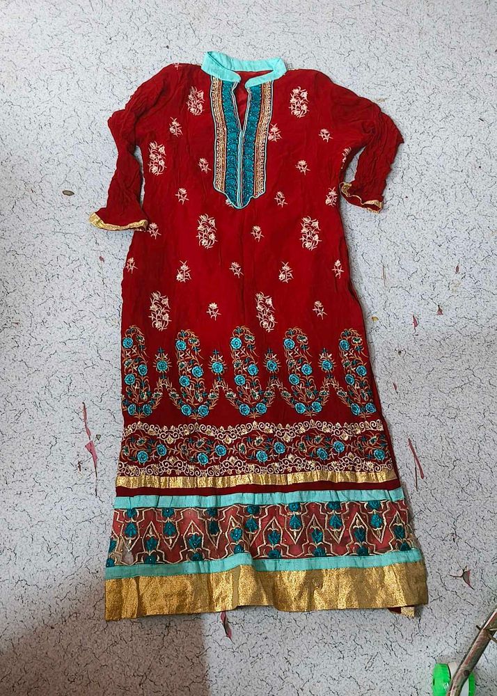 Maroon Sky Blue Kurta