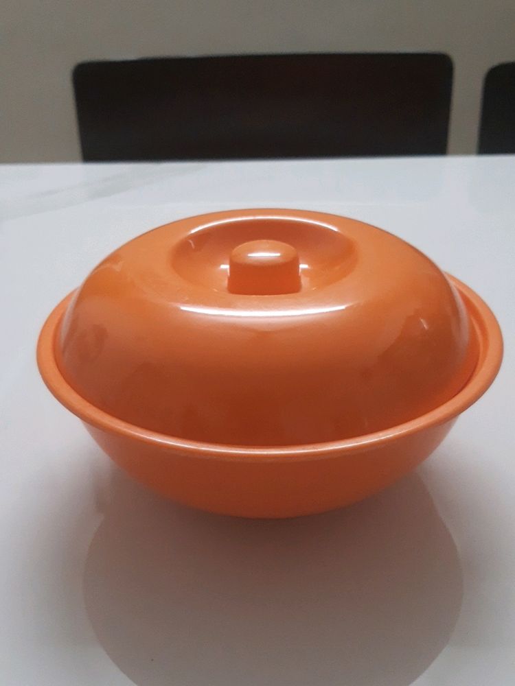 Strong Orange Colour Melamine Bowl With Lid