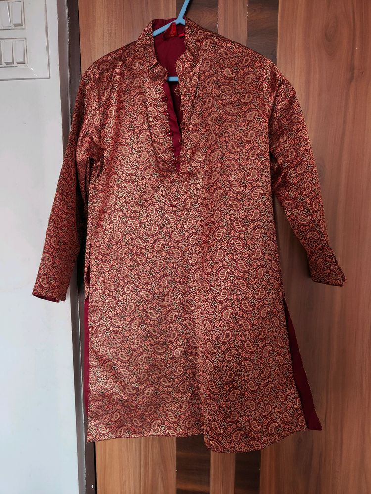 Maroon Ethnic Printed Kurta (Boys)