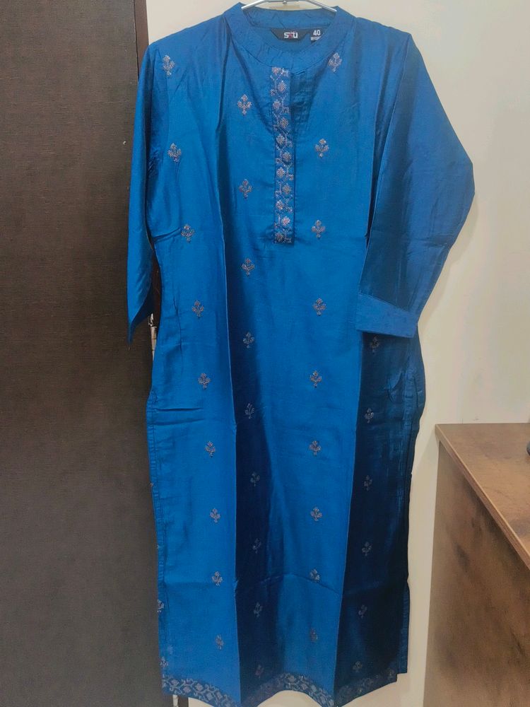 Blue-Kurta With Dupatta