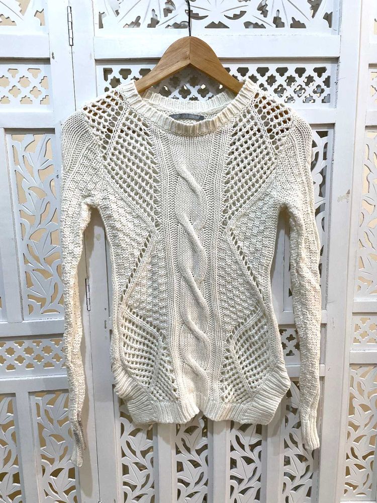 Imported Crochet White Top By Rubbish