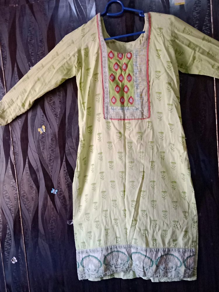 Lime Green Straight Kurta For Women