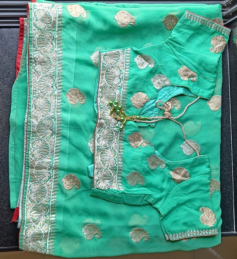 Beautiful Saree Like New Colour Light Green