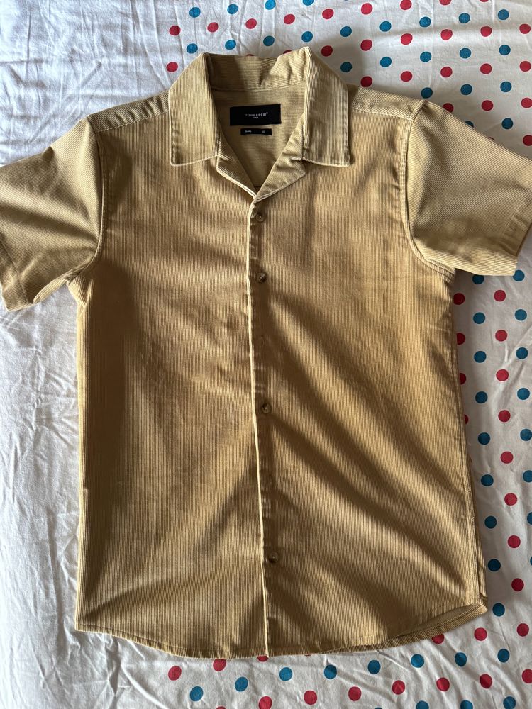 Corduroy Textured Khaki Shirt