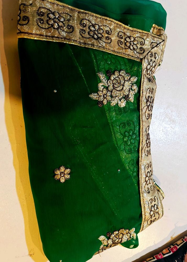 Green Golden Saree