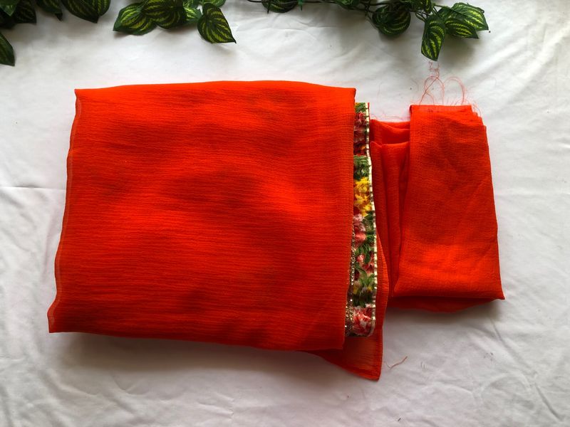 Orange Embroided Saree(Women’s)