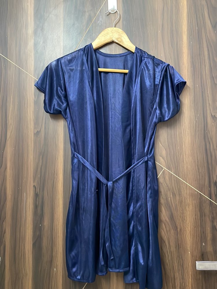 Satin Blue Bathrobe