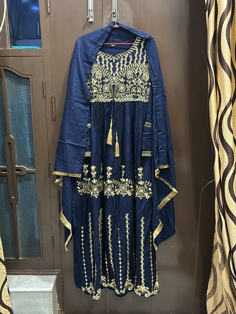 ethnic gown with golden emboridry