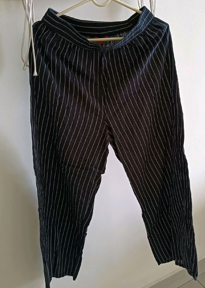 Striped Black Straight Pants
