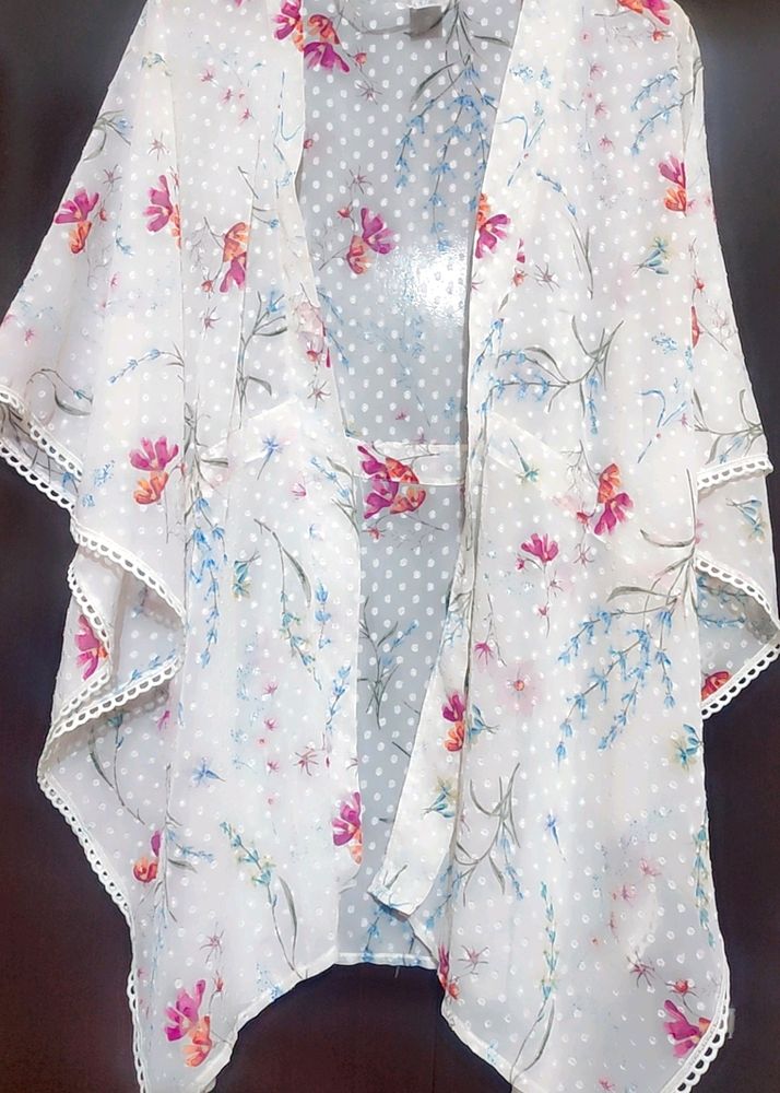 Multi Floral Print Shrug For Girl Or Woman 42 Bust
