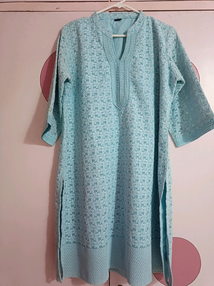 Light Blue Full Work Kurti