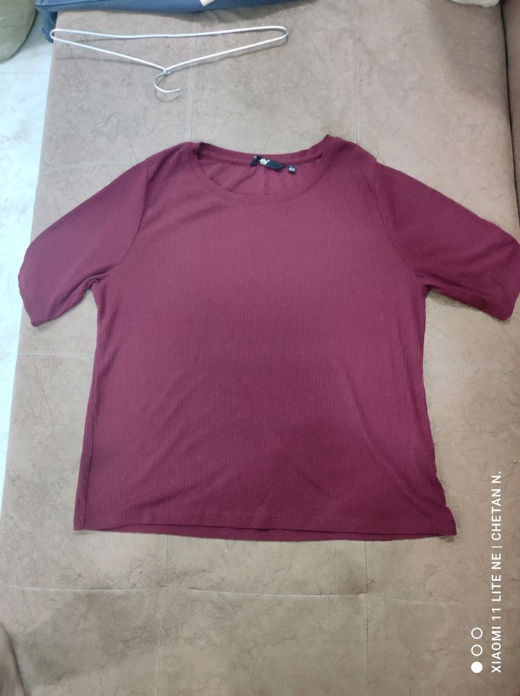 Red Wine Top For Casual Wear.