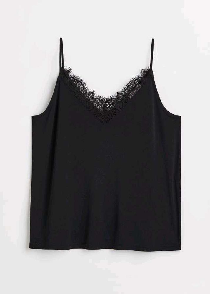 H&M Black Lace Trimmed Cami Top