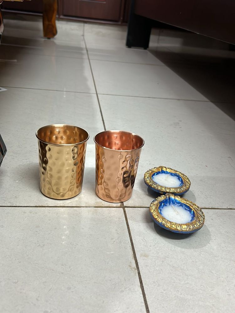 PURE COPPER GLASSES & DIYAS