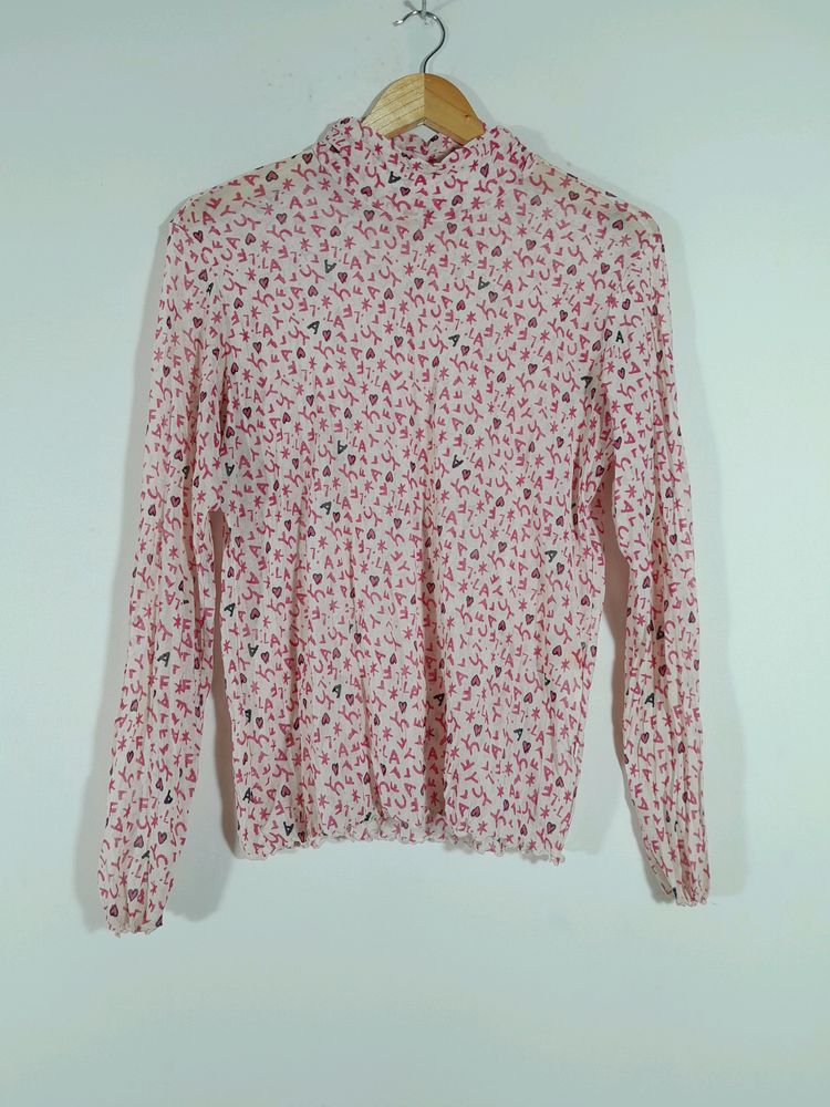 Pink Printed Mesh Top(women's)