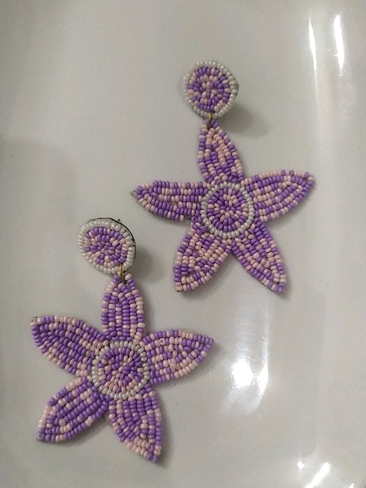 Cute Big Lavender Sunflower Earings