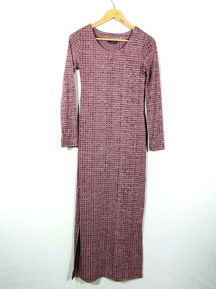 DNMX Maroon Printed Long Dress (Women)