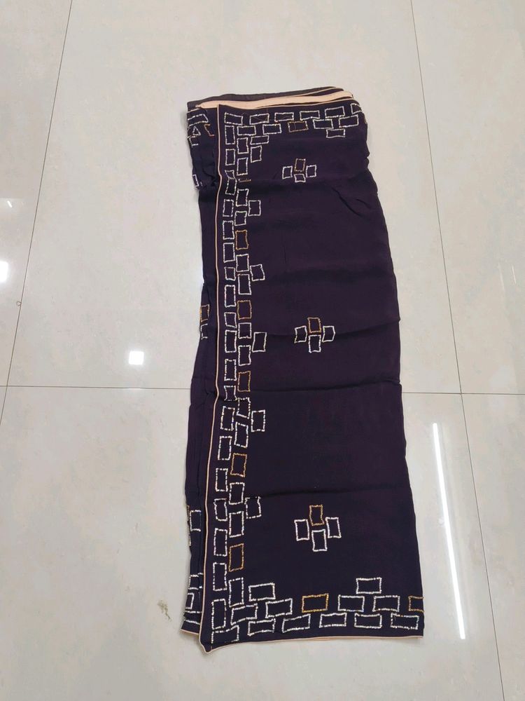 Wine Pure Georgette Saree