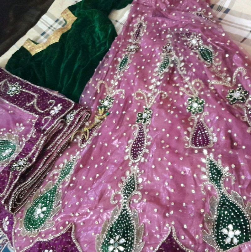 Purple Stone Work Lehnga Set