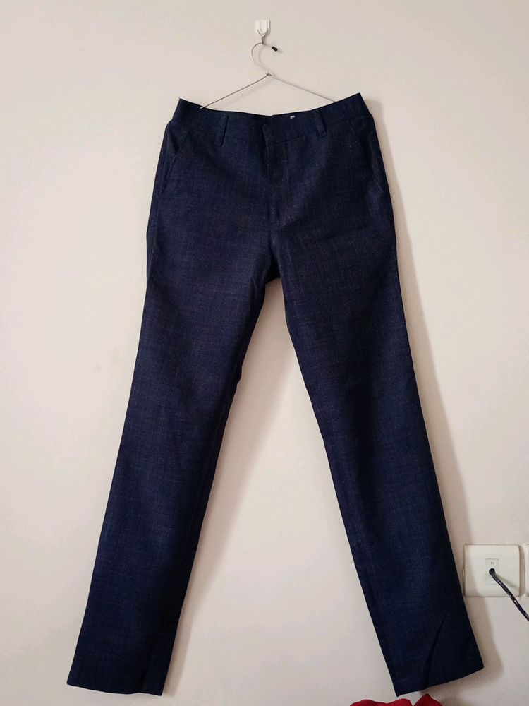 Blue Formal Straight Pant