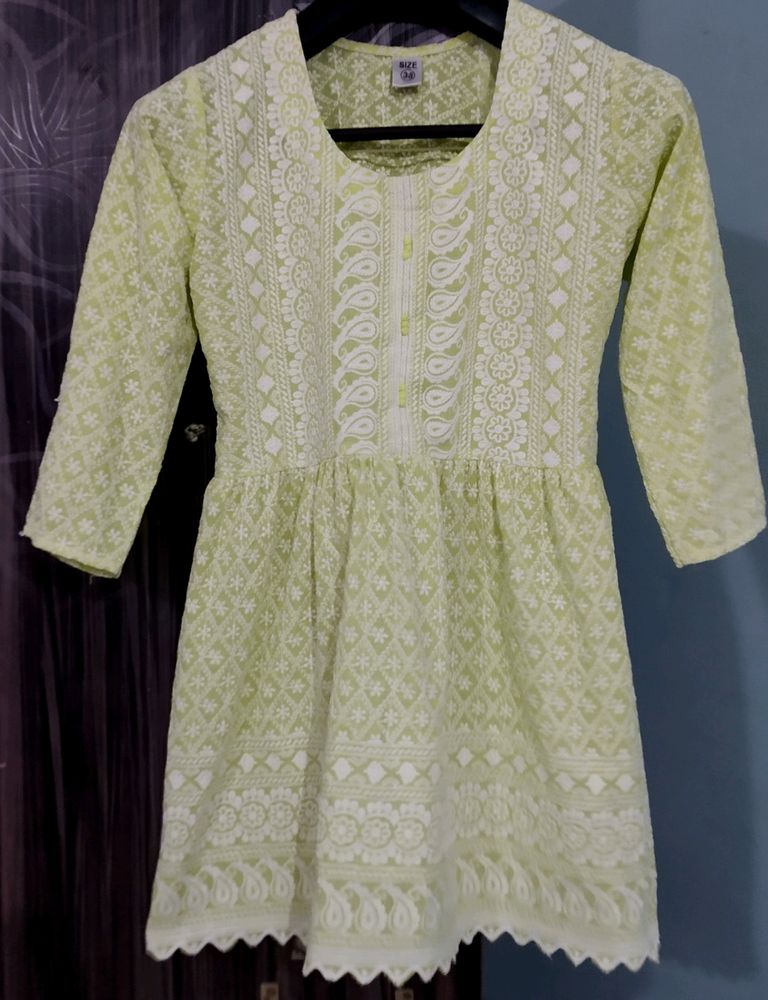 Lime Green Chikankari Kurti