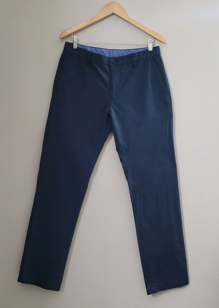 Allen Solly Men Solid Slim Fit Blue Trouser