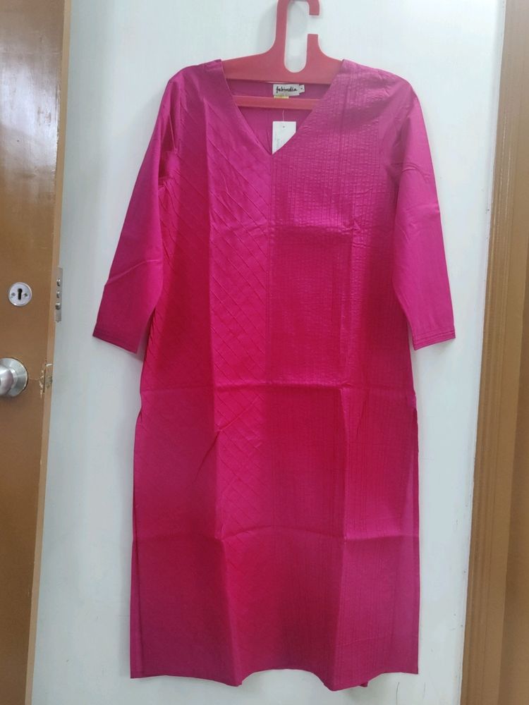 New Fab India Kurta Long Cotton Cambric straight