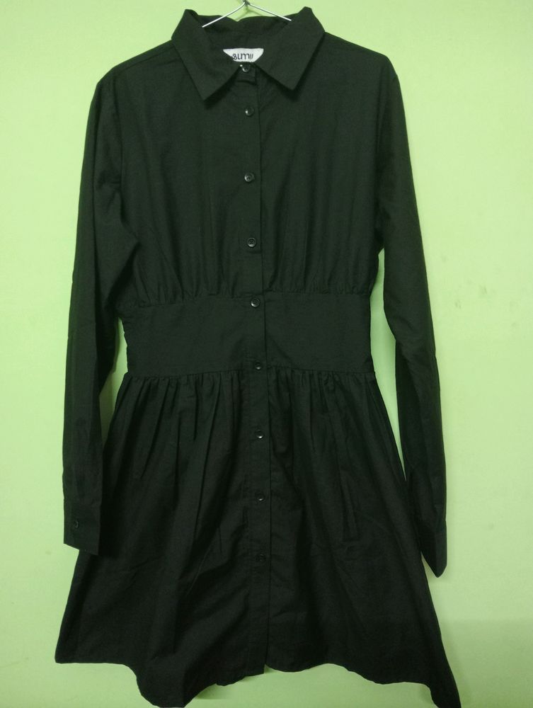 SHIRT SHORT DRESS BLACK