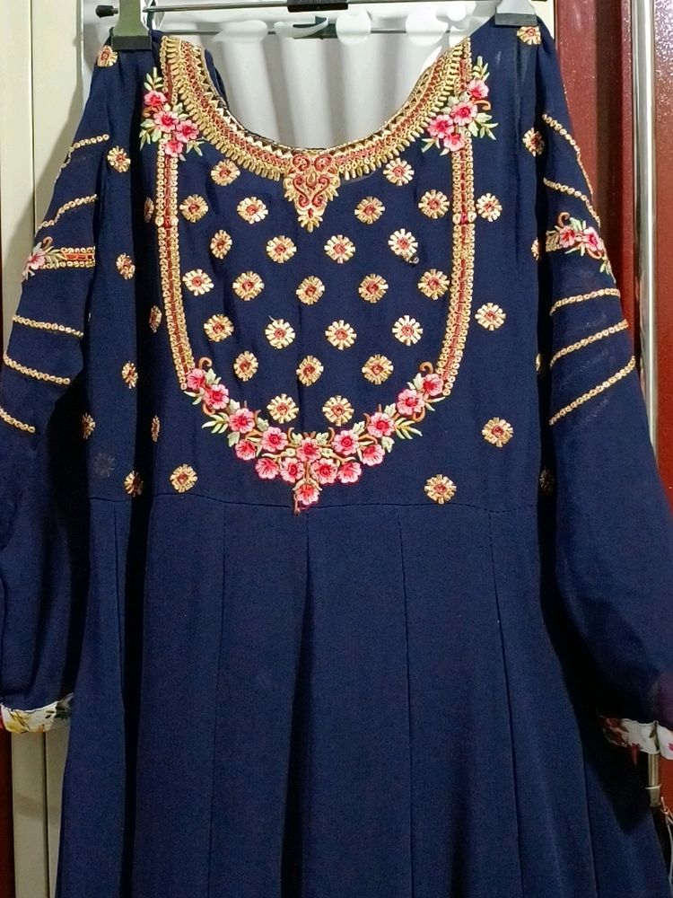 Navy Blue Georgette Frock Suit